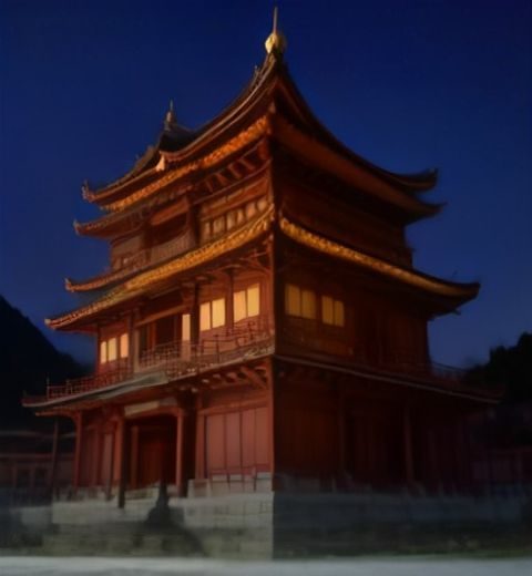 与僧侣相交色欲之夜风格参考图：幽暗寺院廊道中烛光摇曳，僧袍人物侧影与窗外月色形成对比，画面氛围深沉压抑而充满张力